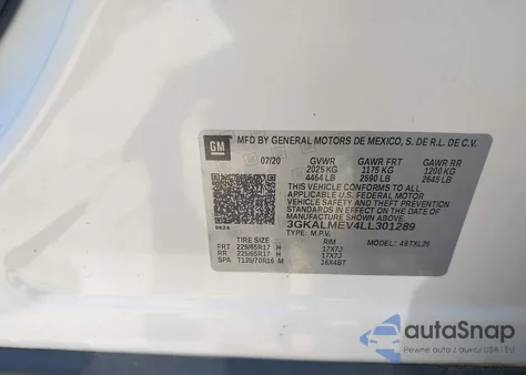 2020 GMC Terrain Fwd Sle from USA, damaged, VIN 3GKALMEV4LL301289